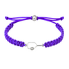 Purple bracelet with a silver pickleball paddle charm on white background