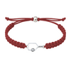 Dark maroon bracelet with silver paddle charm displayed