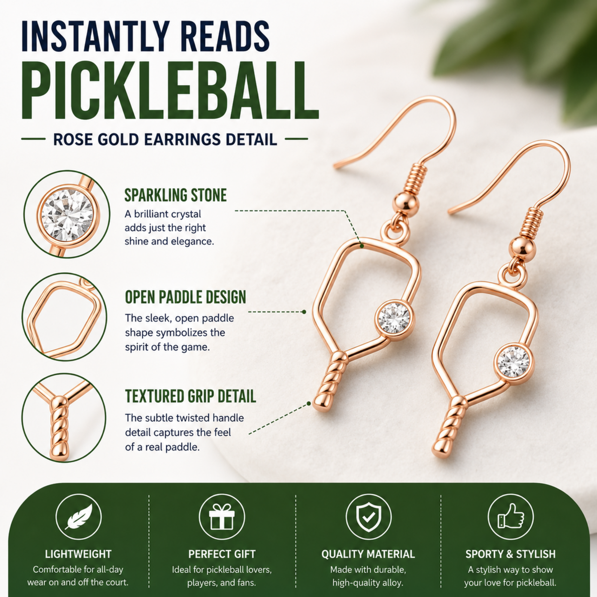 Pickleball Paddle CZ Earrings - Pick Color