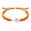 Bright orange pickleball bracelet with adjustable closure and paddle charm centerpiece