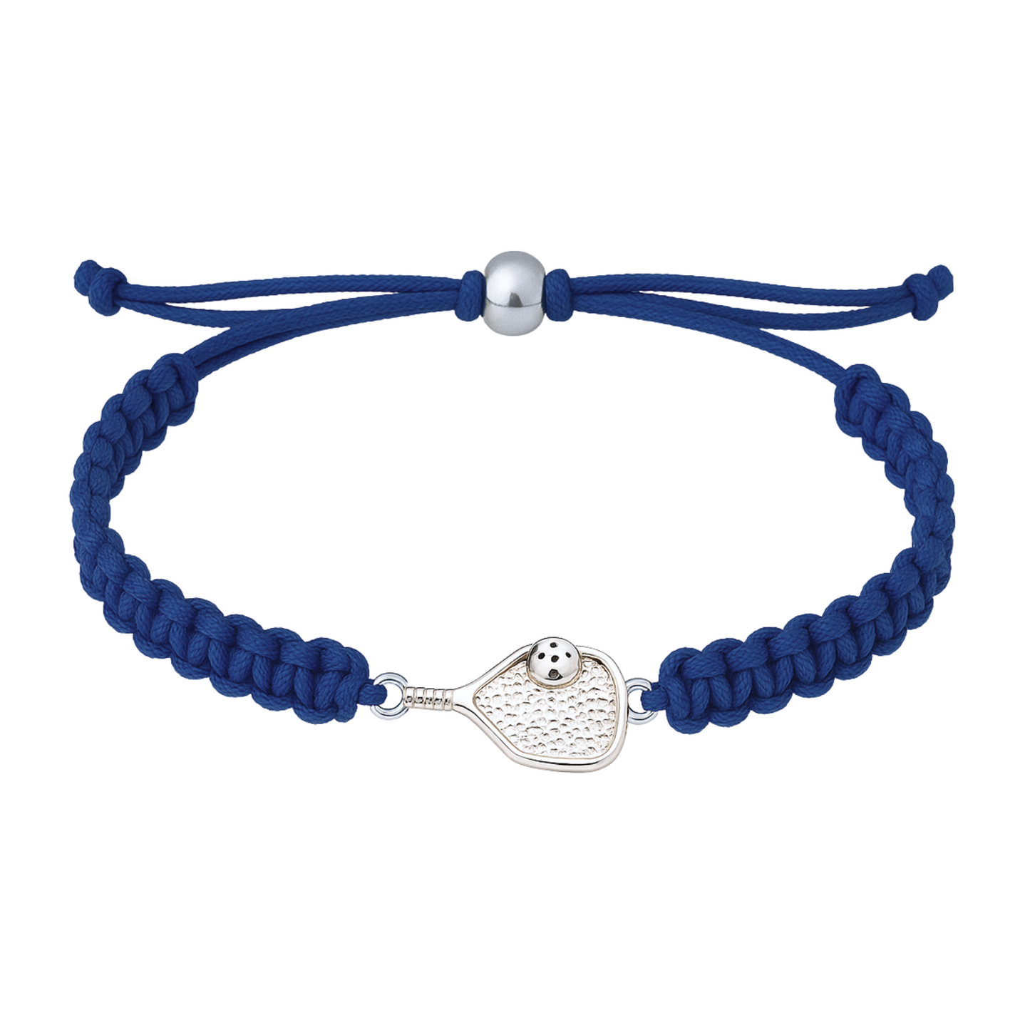 Green pickleball rope bracelet with silver paddle charm, durable and adjustable design