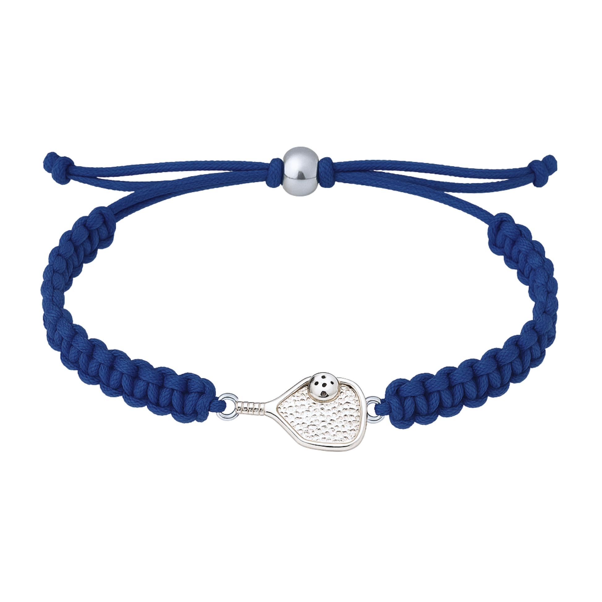 Green pickleball rope bracelet with silver paddle charm, durable and adjustable design