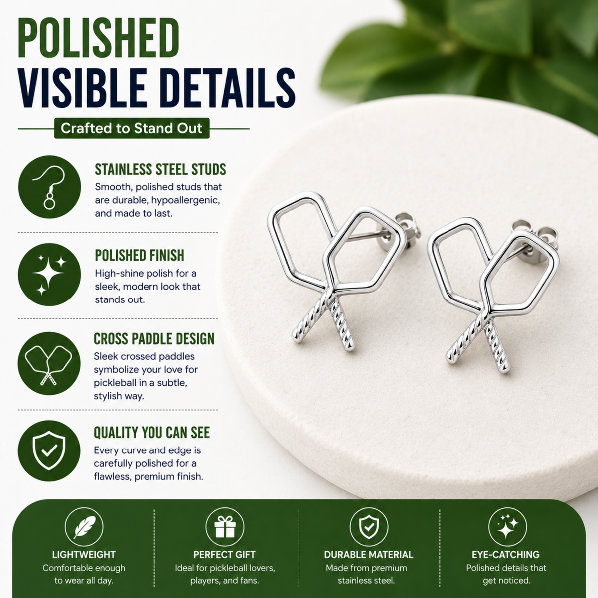 Pickleball Paddle Stud Earrings