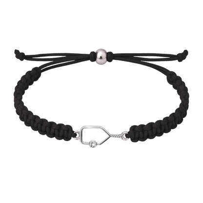 Pickleball Rhinestone Paddle Adjustable Rope Bracelet