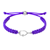 Purple braided bracelet featuring silver rhinestone paddle charm and secure closure