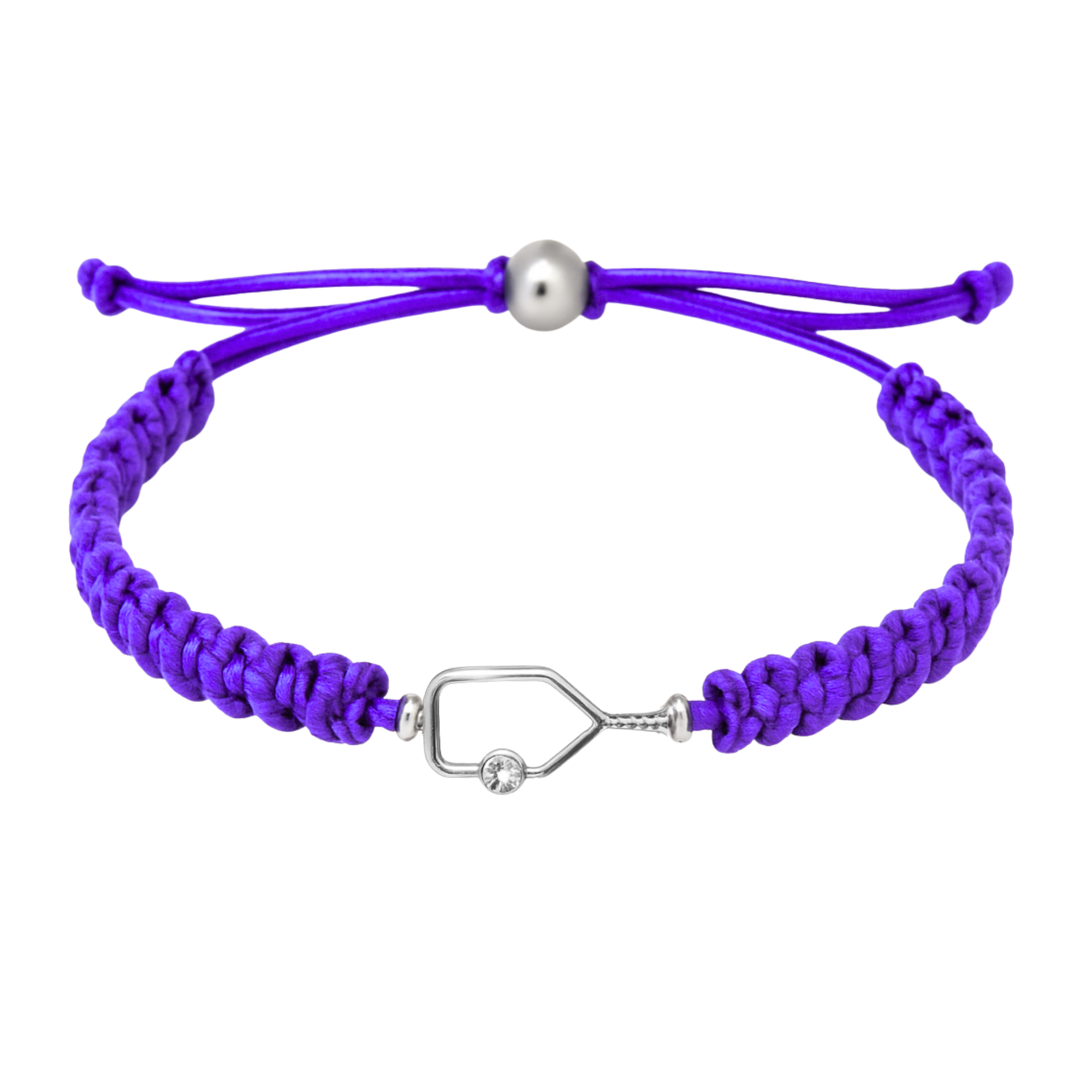 Pickleball Rhinestone Paddle Adjustable Rope Bracelet