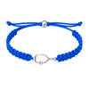 Royal blue braided bracelet featuring a rhinestone pickleball paddle charm