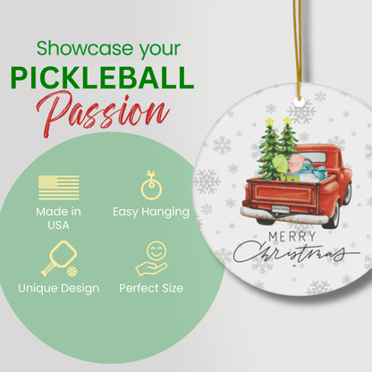 Vintage Truck Pickleball Ornament