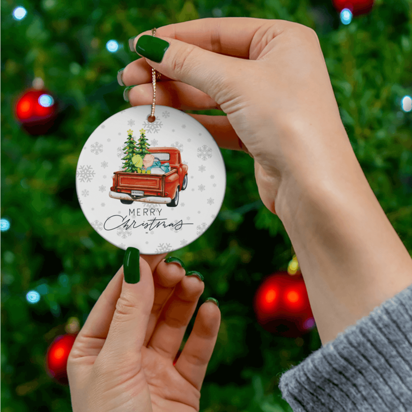 Vintage Truck Pickleball Ornament