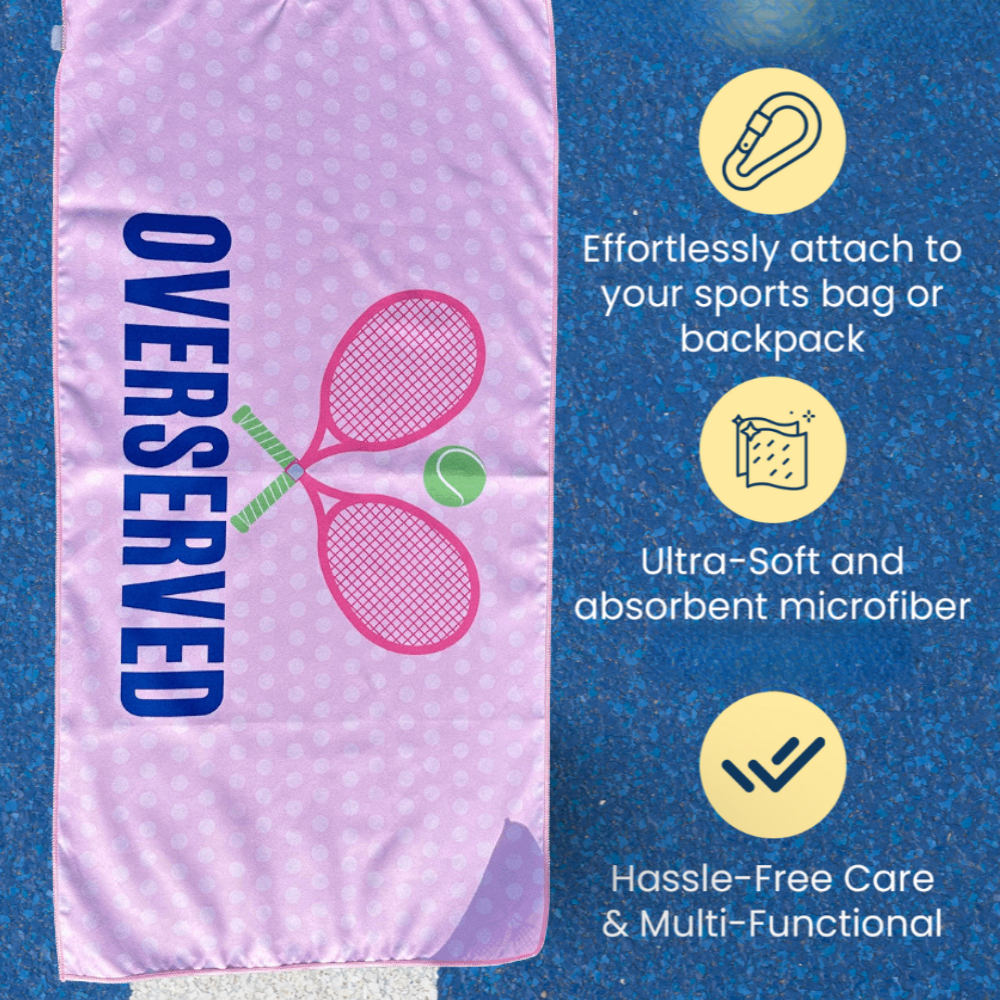 Tennis Over Served Double-Sided Microfiber Towel