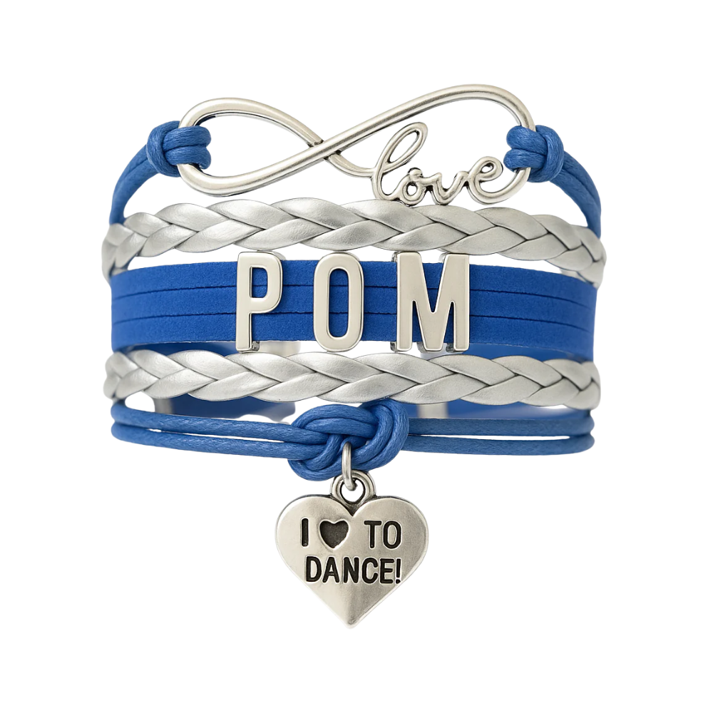 Pom Charm Bracelet- Blue