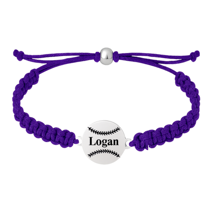 Personalized Baseball Stainless Steel Rope Bracelet - Pick Color