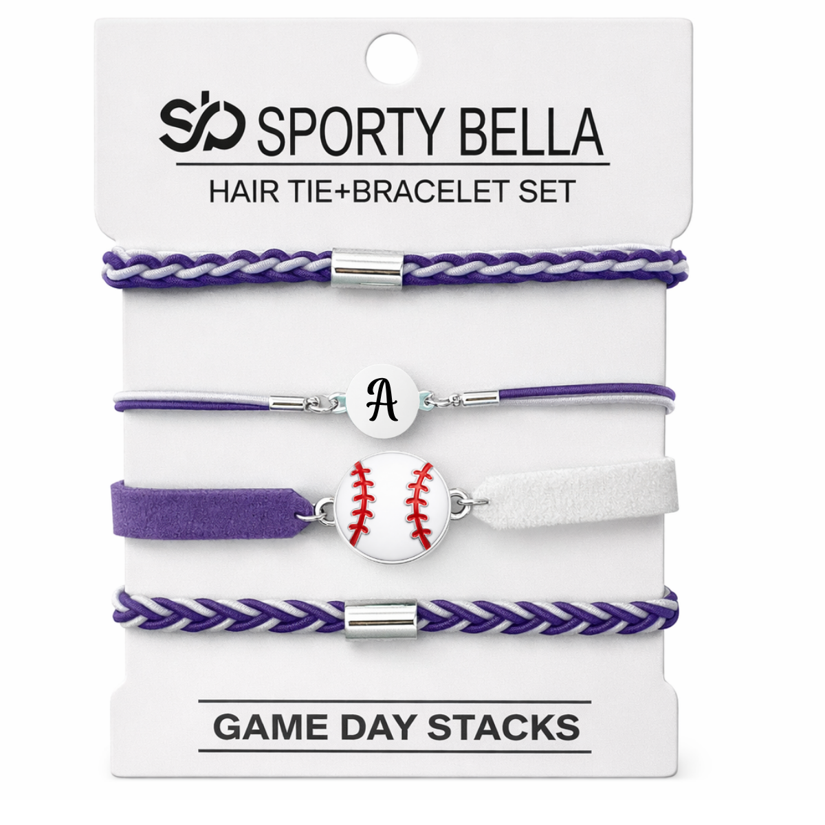 Personalized Baseball Hair Tie Bracelet Sets