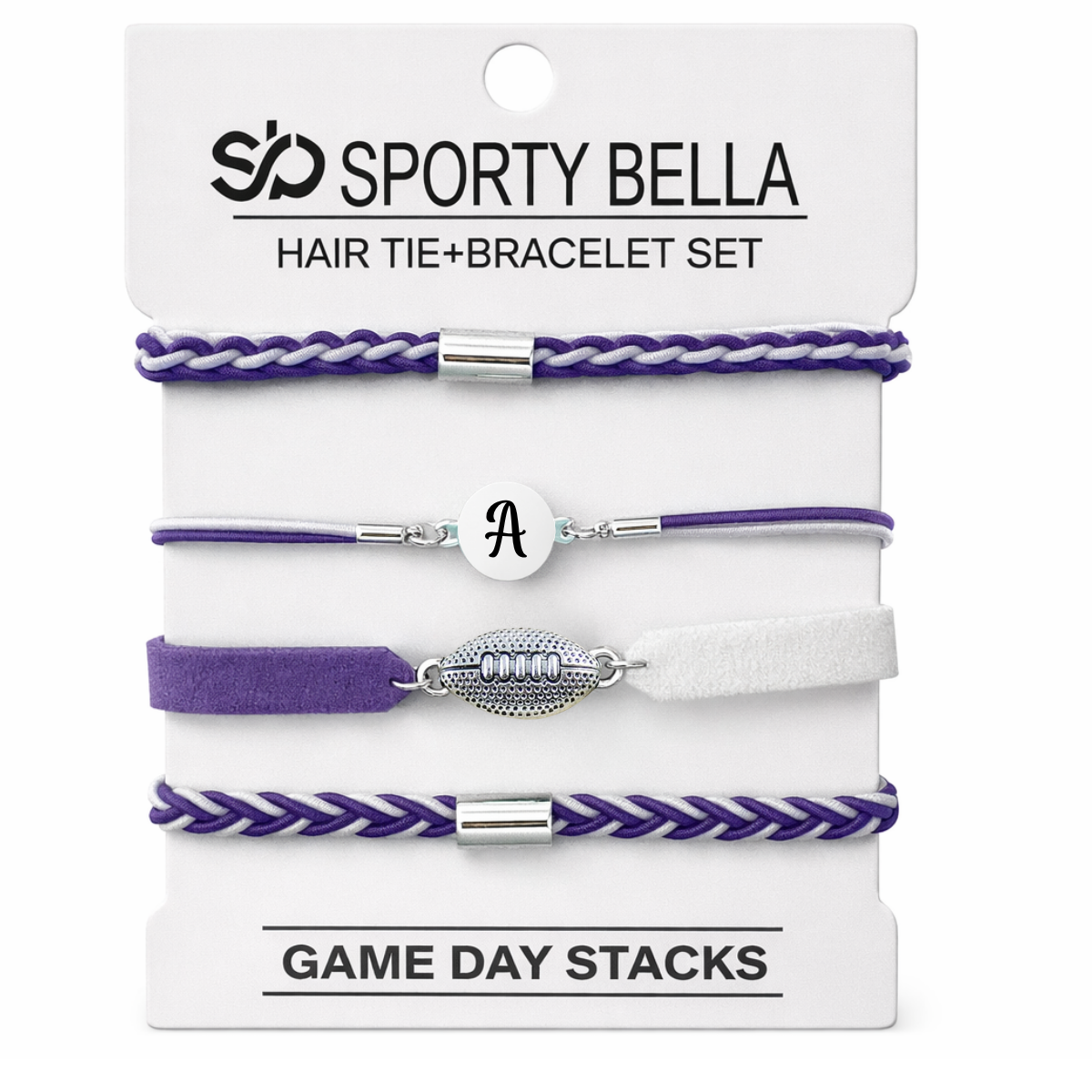 Personalized Football Hair Tie Bracelet Sets