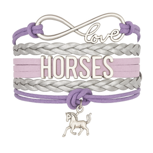 Purple Horse Infinity Bracelet -Pick Charm