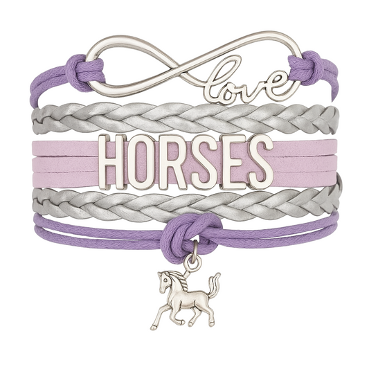 Purple Horse Infinity Bracelet -Pick Charm