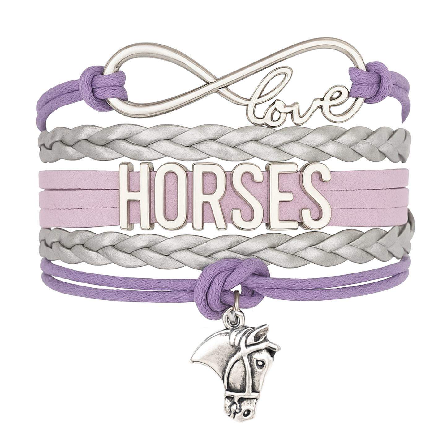 Purple Horse Infinity Bracelet -Pick Charm