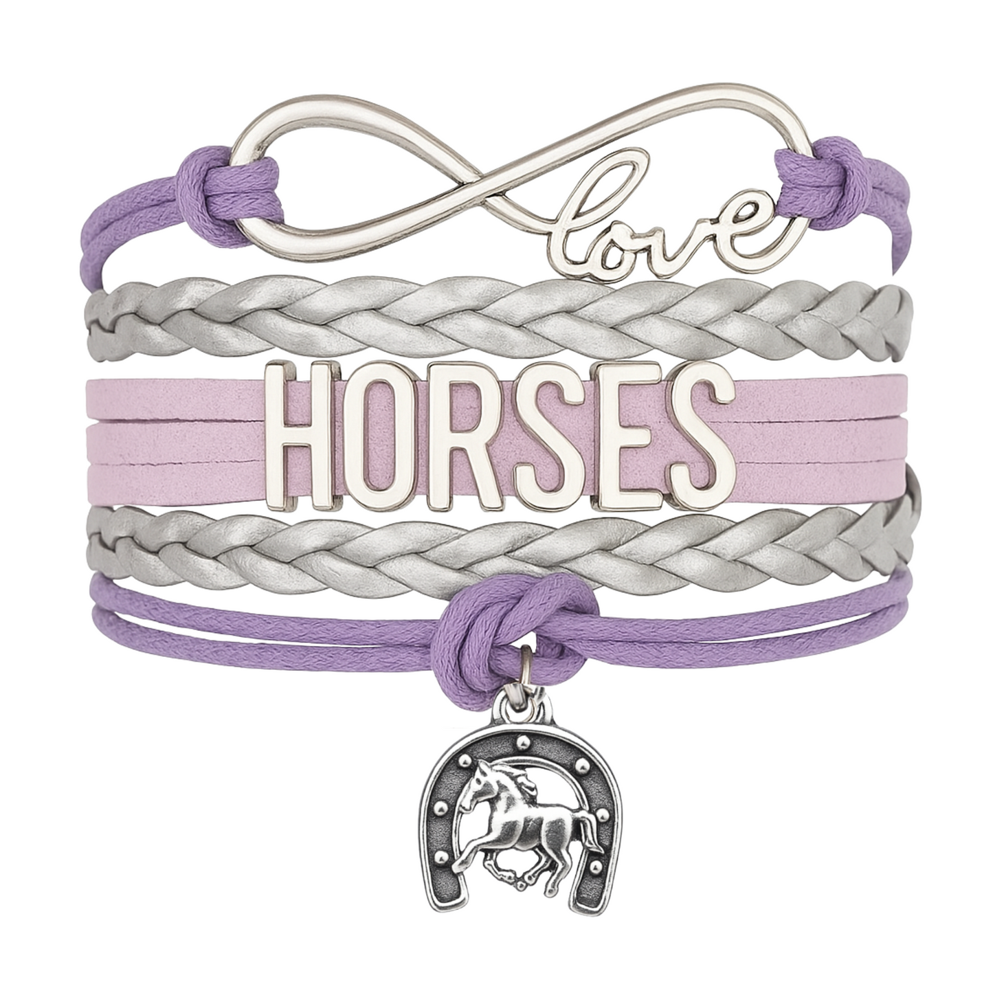 Purple Horse Infinity Bracelet -Pick Charm