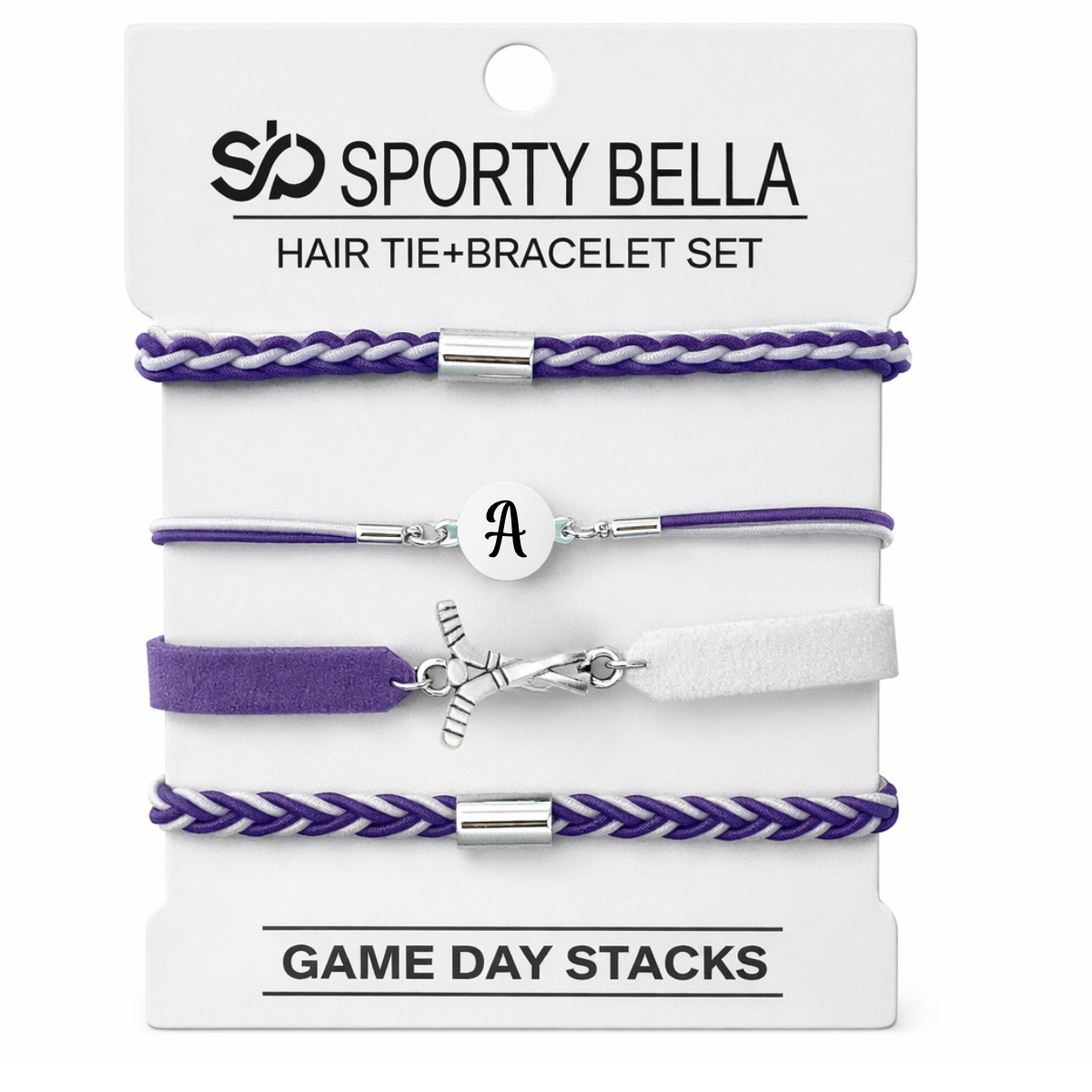 Personalized Ice Hockey Hair Tie Bracelet Sets
