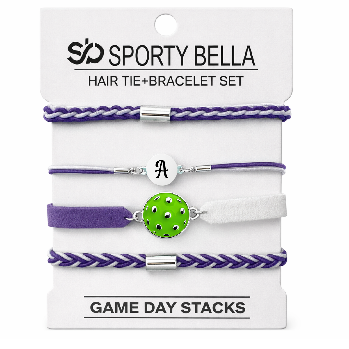 Personalized Pickleball Hair Tie Bracelet Sets