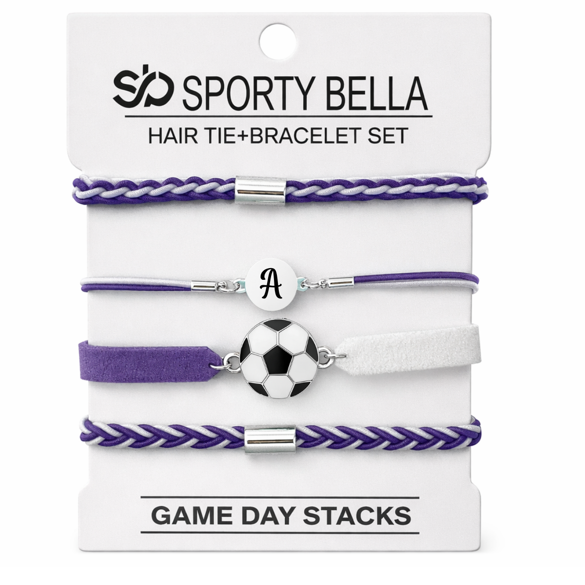 Personalized Soccer Hair Tie Bracelet Sets