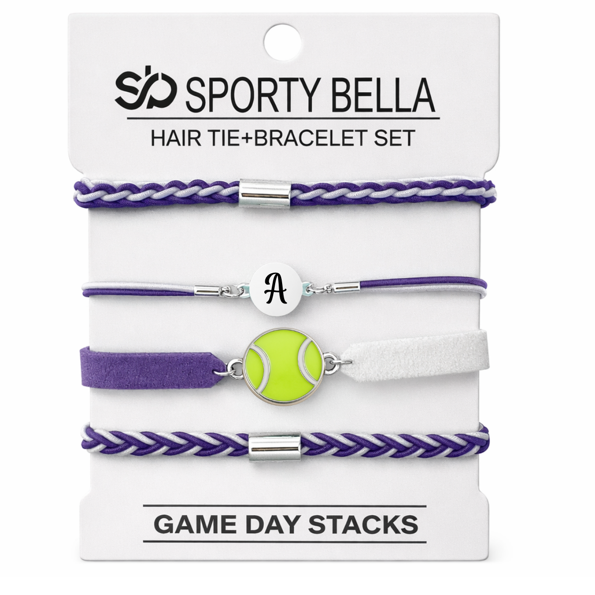 Personalized Tennis Hair Tie Bracelet Sets