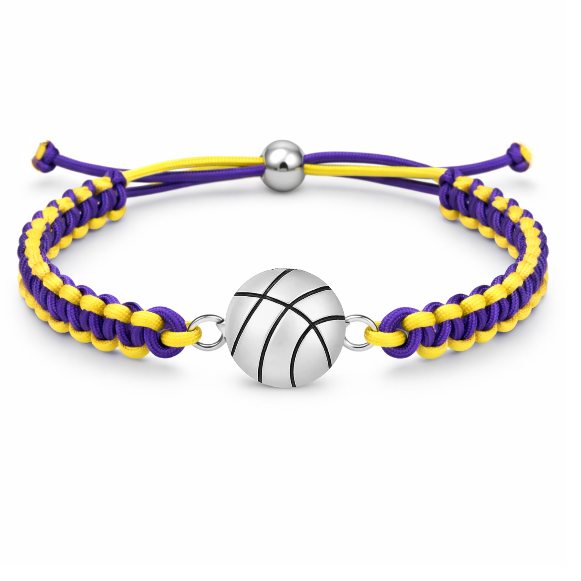 Multi Colored Silver Basketball Rope Bracelet - Pick Color