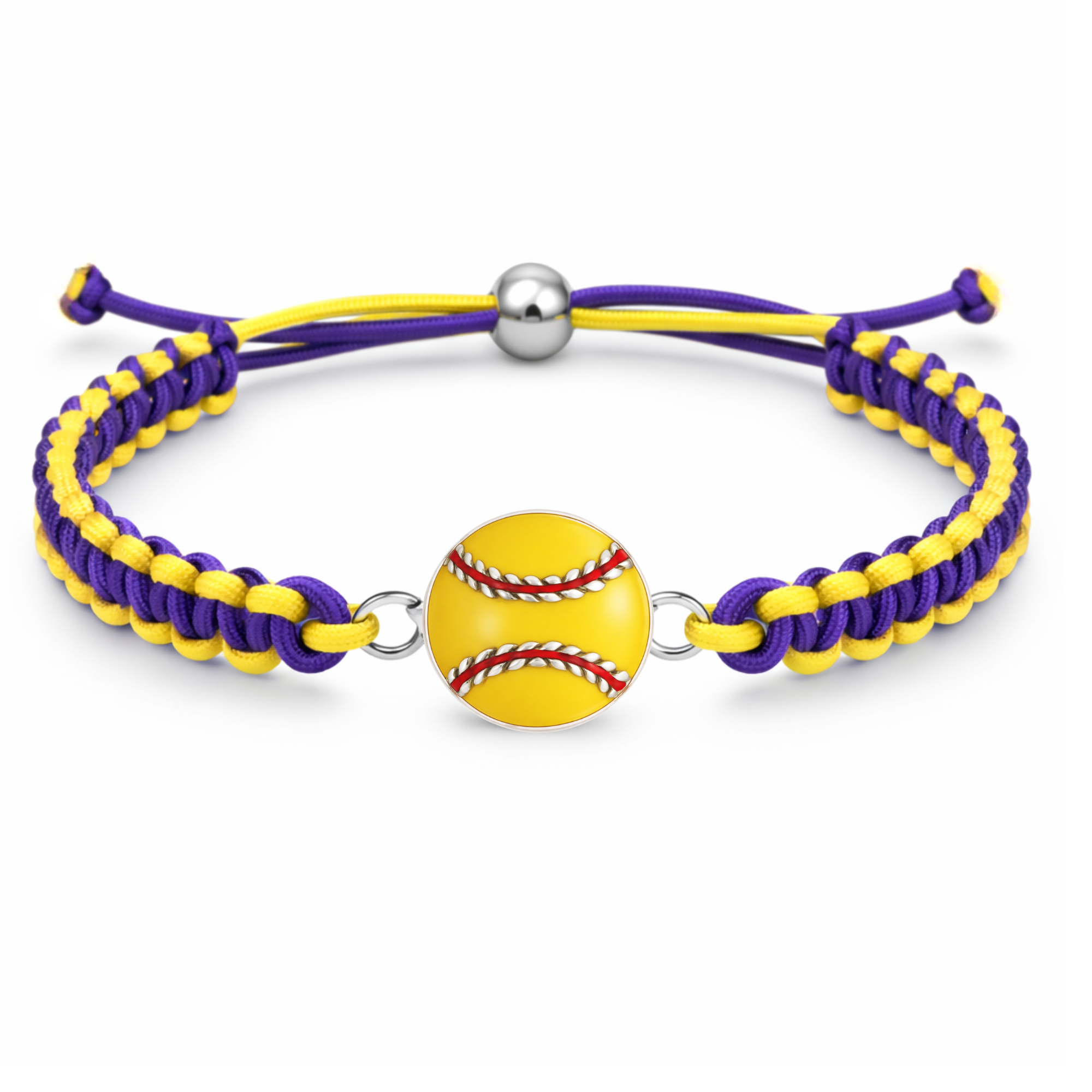 Multi Colored Yellow Softball Rope Bracelet - Pick Colors