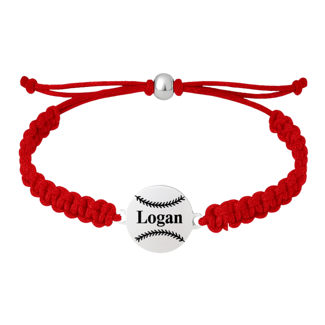 Personalized Baseball Stainless Steel Rope Bracelet - Pick Color