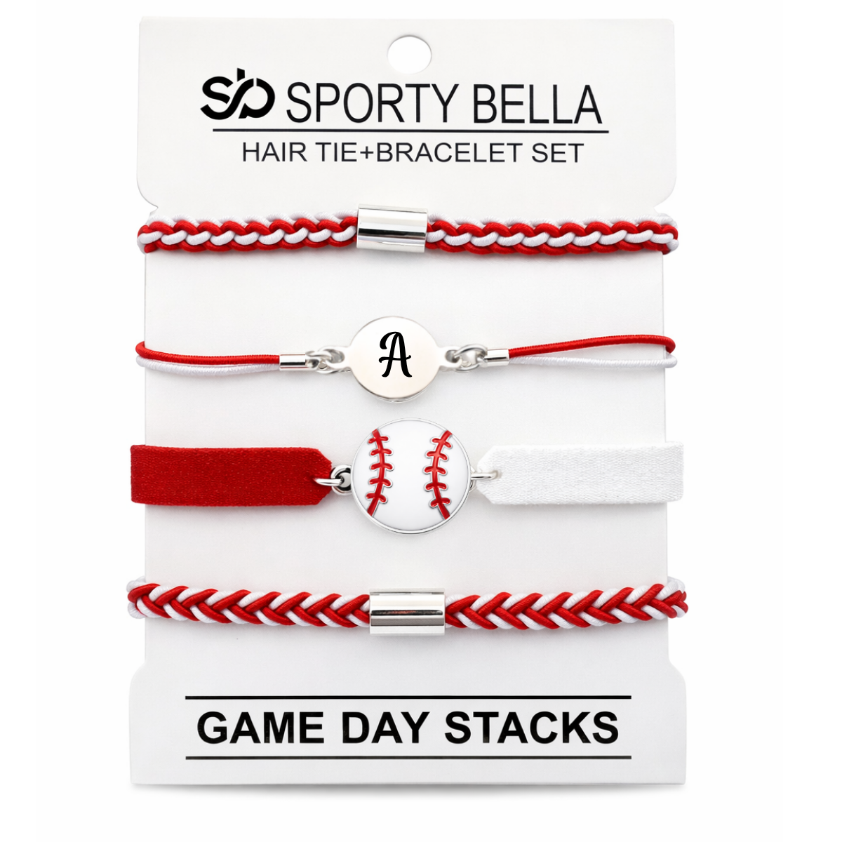 Personalized Baseball Hair Tie Bracelet Sets