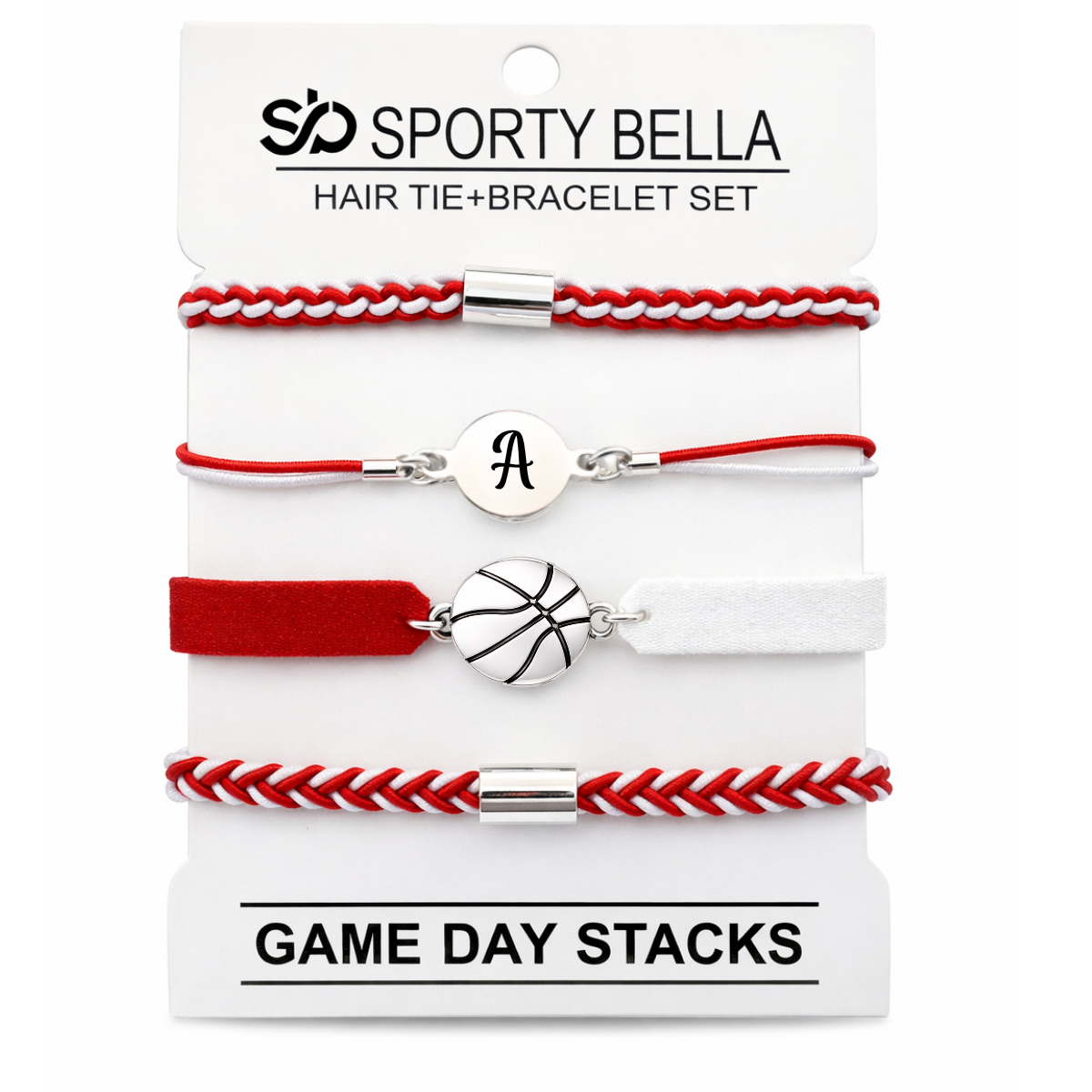 Personalized Basketball Hair Tie Bracelet Sets
