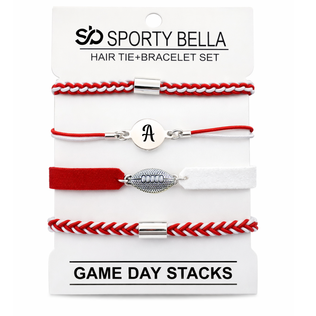 Personalized Football Hair Tie Bracelet Sets