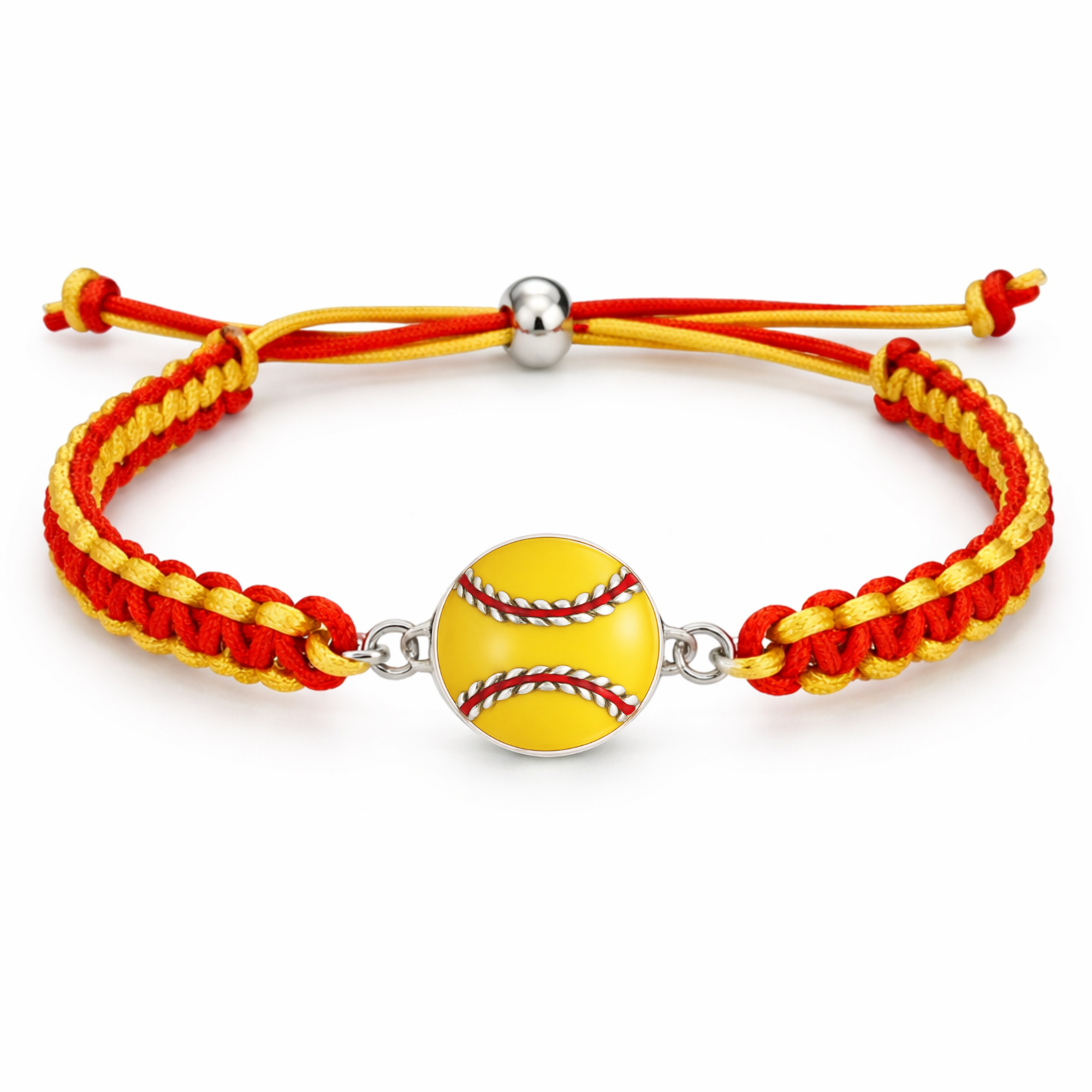 Multi Colored Yellow Softball Rope Bracelet - Pick Colors