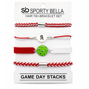 Personalized Pickleball Hair Tie Bracelet Sets