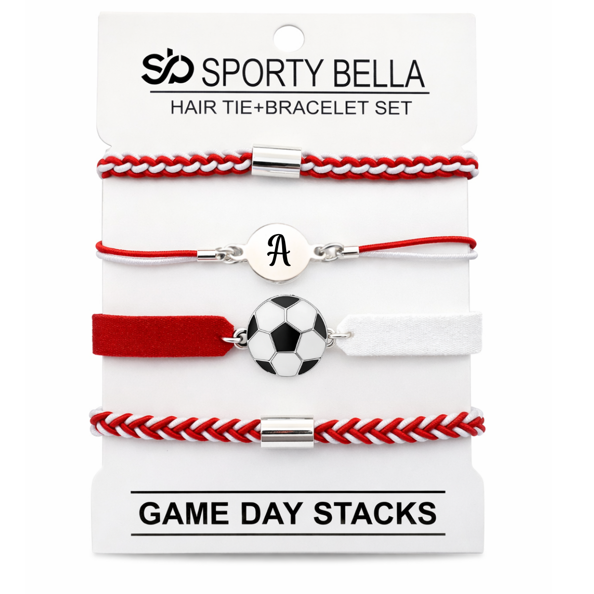 Personalized Soccer Hair Tie Bracelet Sets