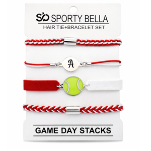 Personalized Tennis Hair Tie Bracelet Sets