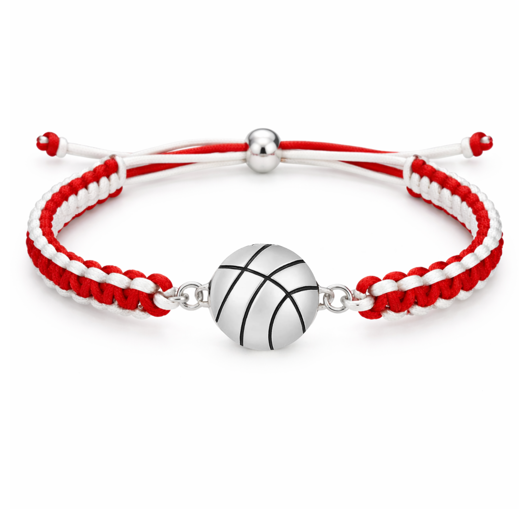 Multi Colored Silver Basketball Rope Bracelet - Pick Color