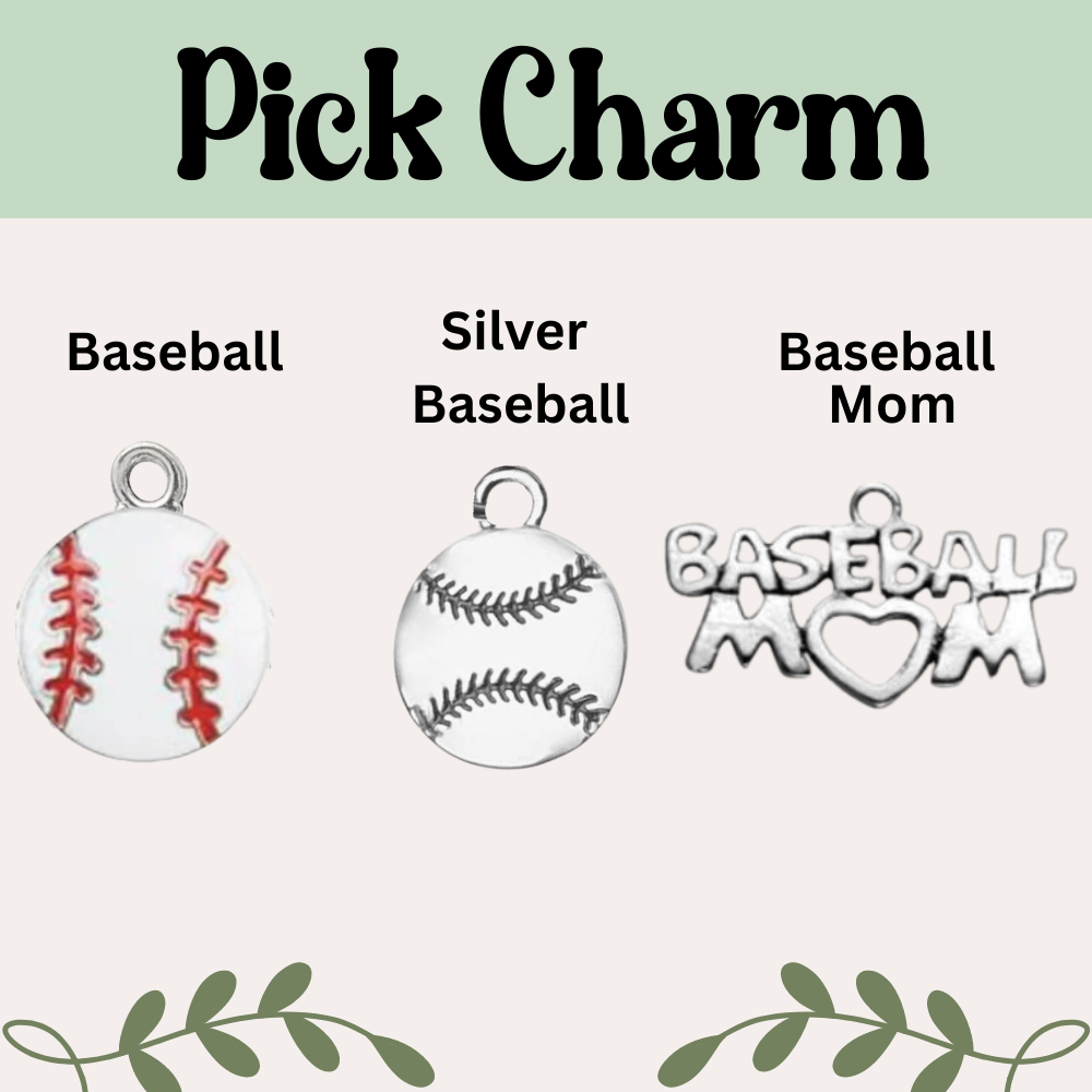 Multi Colored Baseball Charm Rope Bracelet - Pick Colors