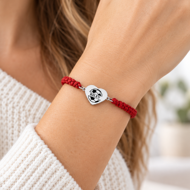 Personalized Engraved Soccer Rope Bracelet