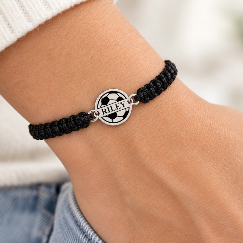 Personalized Engraved Soccer Rope Bracelet