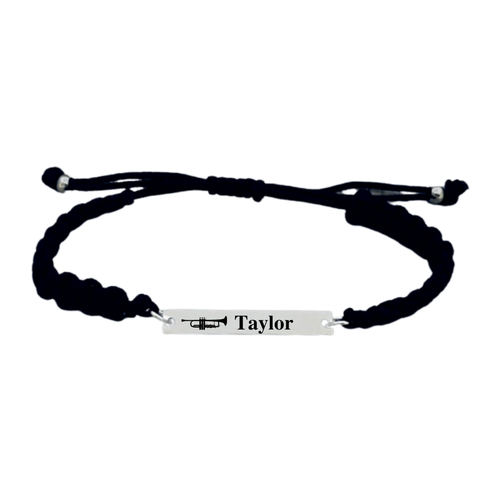 Personalized Music Instrument Bracelet with Name and Bracelet Color