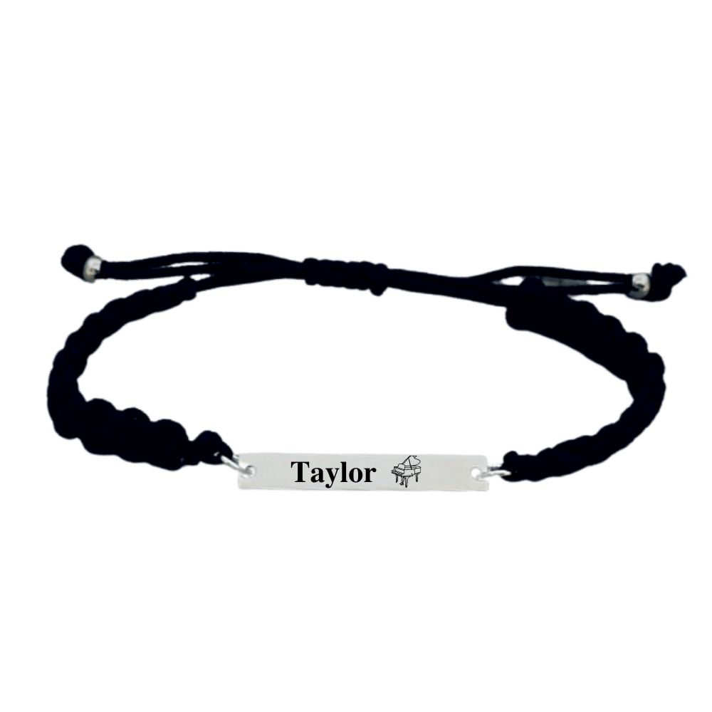 Personalized Music Instrument Bracelet with Name and Bracelet Color