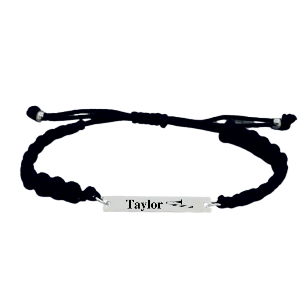Personalized Music Instrument Bracelet with Name and Bracelet Color