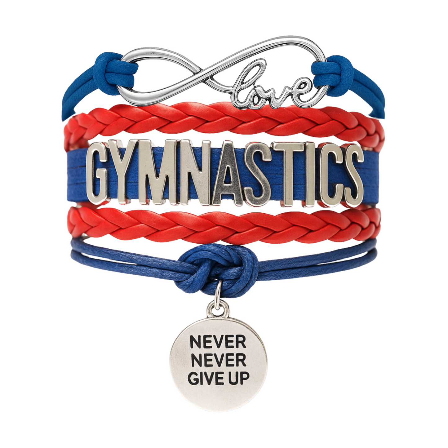 Gymnastics Never Give Up Infinity Bracelet- 13 Colors