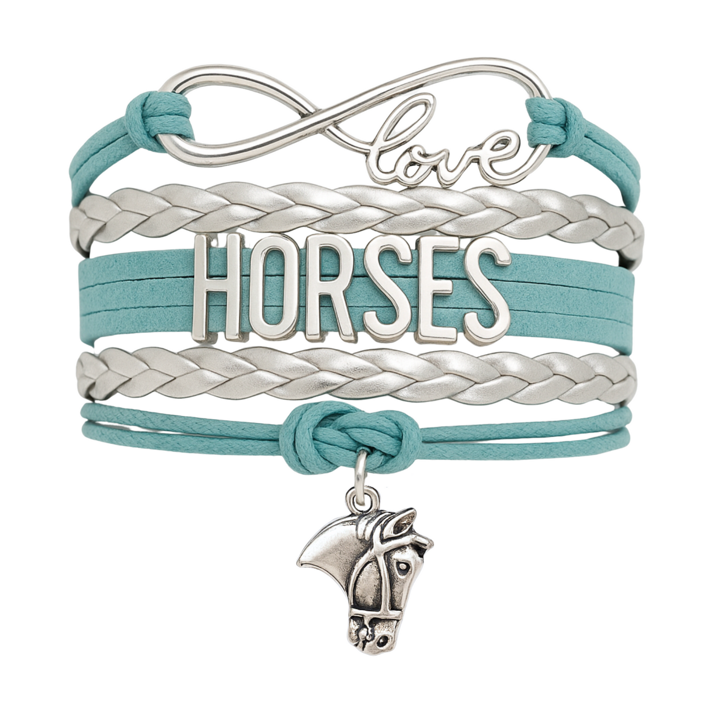 Horse Teal Infinity Bracelet - Pick Charm