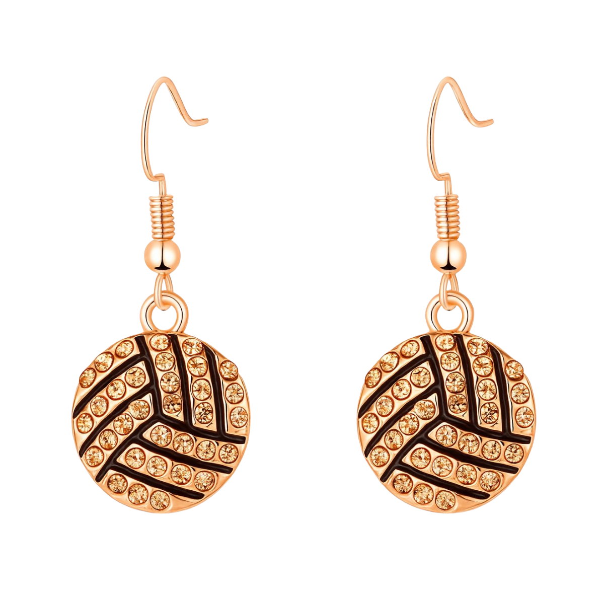 Rose Gold Volleyball Rhinestone Earrings