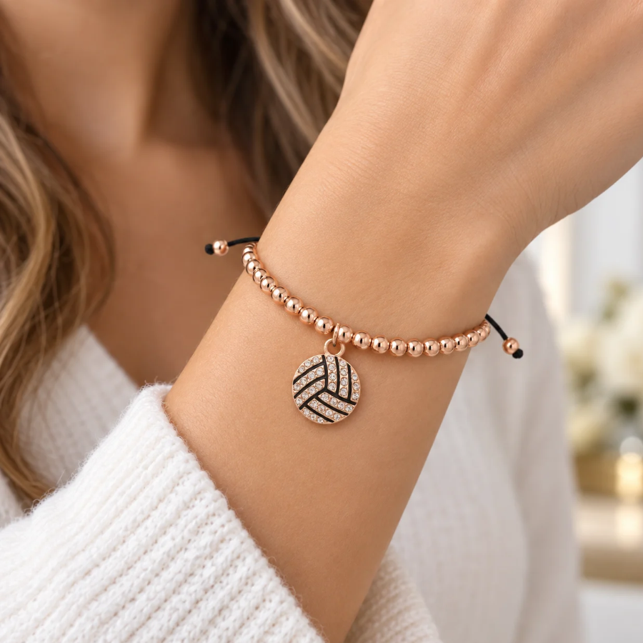 Volleyball Beaded Slider Bracelet