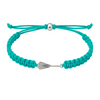 Turquoise rowing bracelet with silver oar charm and adjustable waterproof cord.