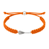 Orange rowing bracelet with silver oar charm, perfect for rowing teams and athletes.