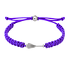 Purple rowing bracelet with braided cord and stainless silver oar charm, unisex design.